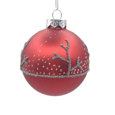 China Hand Paint 2021 Dongguan 80mm Round Glass Christmas Ball For Festival Decoration for sale