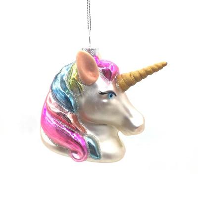 China 2020 New Product Handmade Christmas Unicorn Glass Ornaments for sale