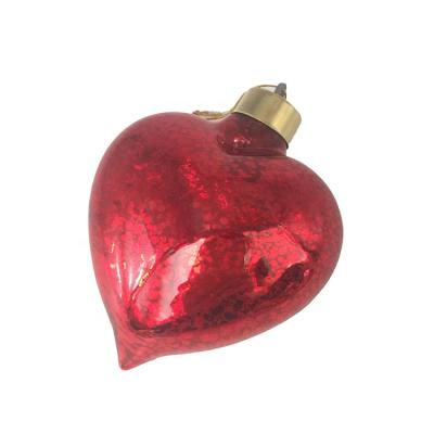 China Hand Paint and Handmade Dongguan Christmas RED HEAR Glass Ball with LED Light Party Decoration Glass Ball for sale