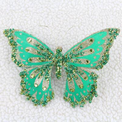 China 2019 Hot Sale Handmade Christmas Butterfly Decoration Shimmer Powder Christmas Tree Decoration for sale