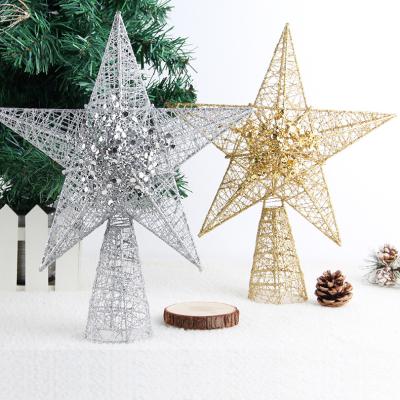 China Dongguan Christmas Tree Star Christmas Tree Decoration Handmade Pendant Top Golden Ornament for sale