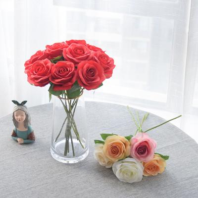 China Silk+plastic Rose simulation flower wedding decoration rose flower bride holding simulation flower for sale