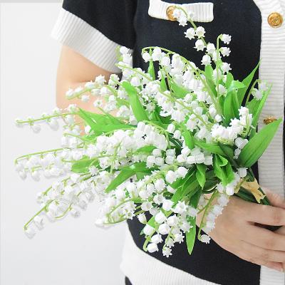 China Silk+plastic simulation artificial flowers nordic wedding bouquets smell plastic simulation lily of the valley flowers for sale