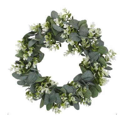 China High Quality White PVC Wedding Round Home Decorative Wreath Plastic Artificial Wedding Christmas Wreath Door Flowe for sale