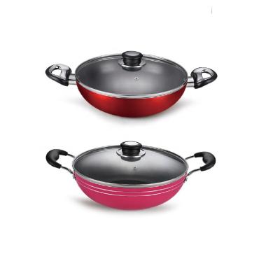 China 32cm Sustainable Wok With Two Handles For Home Cooking Non Stick Frying And Soup Pot With Glass Lid for sale