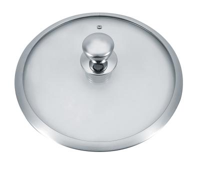 China Viable Wholesale Kitchenware Cooking Stainless Steel Round Knob Lid Glass Pot Cover for sale