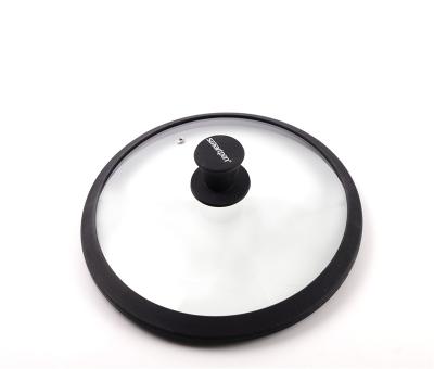 China Sustainable Kitchenware High Quality Pressure Tempering Lid Glass Jar Cover With Silicon Knob for sale