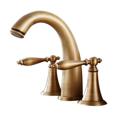 China Wasserhahn Bathroom Faucet 3 Hole Hot And Cold Water Mixer Double Handle Bath Faucets Thermostatic Widespread Basin Sink Faucet Sink Faucet for sale