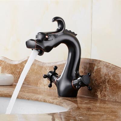 China Dragon Deck Mounted Basin Faucet Multiple Color Mixer Taps Dual Metered Cross Handles Single Hole Mixer Tap for sale