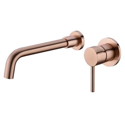 China Gold Hidden Basin Bathroom Faucet Brass Metered Round Hole Water Outlet Bathroom Hotel Decoration Faucet Wasserhahn for sale