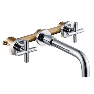 China Thermostatic Luxury Wall Mounted Basin Faucet Bathroom Faucet Chrome Faucet Mixer Tap Rubinetto Solid Brass Gold Bathtub Faucet Cold Muro for sale