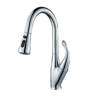 China Matte White Kitchen Faucet Sense Pull Out Chrome Black Chrome Single Hole 360 ​​Rotation Single Head Faucet Sink Sprayer Mixer Tap for sale