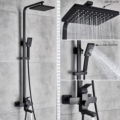 China With slide bar bathroom black rain shower mixer set bathroom faucet doccia thermostatic hot cold rubinetto rubinetto for sale