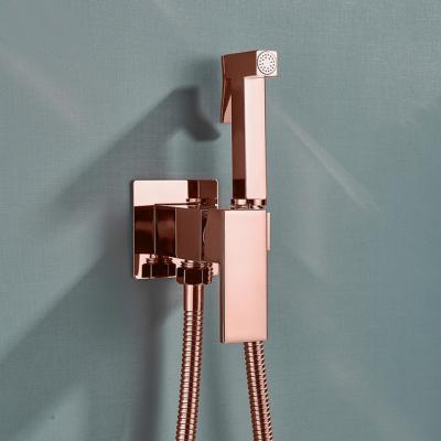 China Modern Toilet Bidet Faucets Rose Gold Bidet Sprayer Rose Bathroom Brass Shower Blow-Powered Spray Gun Single Cold Water Spray Faucets for sale