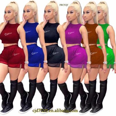 China QUICK DRY 2022 summer wears vest top with gauze shorts simple tracksuit short set set of 2 piece women shorts for sale