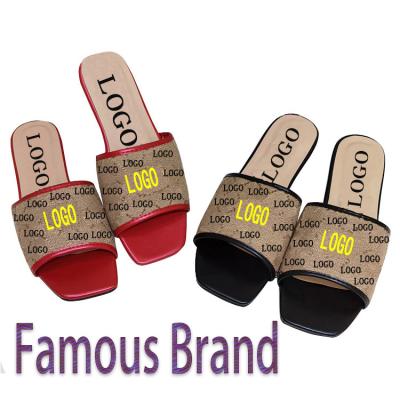 China Designer Anti-skid Print Summer Flat Shoes Luxury Brand Women's High Quality Slides Famous Sandals Slippers for sale