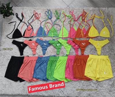 China Luxury Breathable Swimsuit Front Designer Swimsuits Famous Brands 3 Piece Bikini Set Swimsuit With Cover Ups for sale