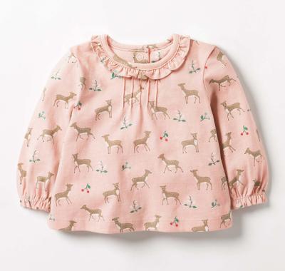 China 2018 Viable Wholesale Price Pink Small Deer Printed Cute Knitting T Shirt For Girls for sale