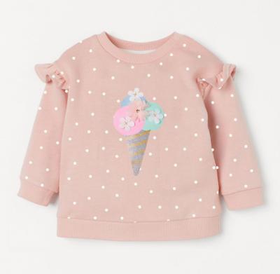 China Viable Children's Girl's 2021 Autumn Ice Flamingo Embroidery Sweet Sweater for sale