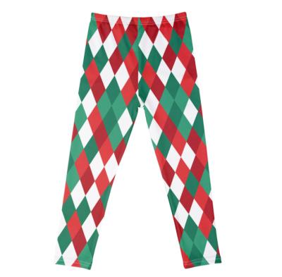 China Color Fade Proof Christmas Design Inner Fleece Thicker Soft Elastic Kids Girls Leggings for sale