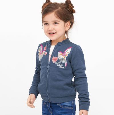 China 2019 Bird Drop Embroidery Blue Color Girls Viable Casual Hoodie Jacket for sale