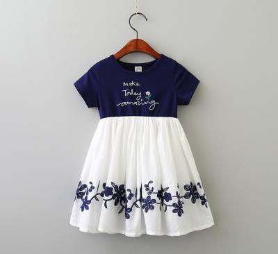 China Summer Breathable Pure Cotton Embroidery Quality Floral Kids Dress for sale