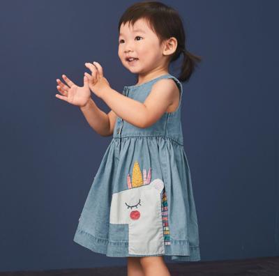 China Breathable unicorn cotton denim animal dress for kids for sale