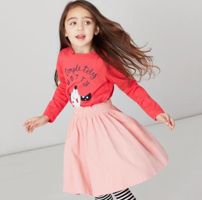 China 2020 Autumn Casual Cute Dog Printed Long Sleeve T-shirt Skirt 2pcs Dress Set For Girl for sale