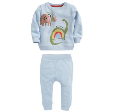 China Casual Cute Dinosaur Cotton Fabric Thick Long Sleeve Kids Boys Clothing Set for sale