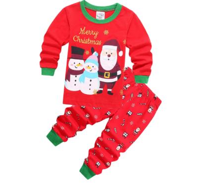 China Breathable Pure Cotton Fabric Santa Christmas 2pcs Soft Kids Pajamas Set for sale