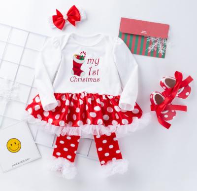 China 2018 Baby Romper Anti-Shrink Skirt Matching Christmas 4pcs Clothing Set for sale