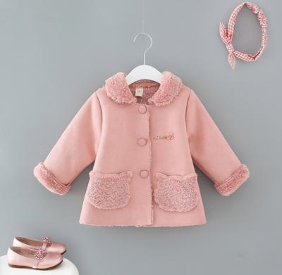 China Breathable Suede Fabric Fleece Striping Cute Baby Toddler Girls Winter Coat for sale