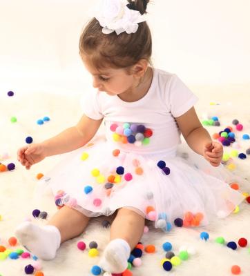 China Colorful Embroidery Ball Fleece Breathable Baby Kids Girls Tutu Skirt for sale