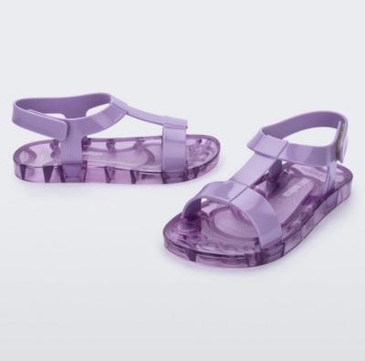 China 2022 Brazil Design Clear Transparent Girl's Solid Color Flat Jelly Beach Sandals for sale