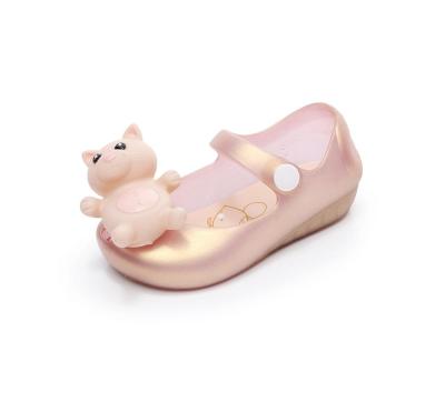 China Cute PVC Cat On Top New Design High Quality Bigger Size Kids Mini Mels Freeze Shoes for sale