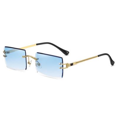 China 2021 Fashion Rimless Sunglasses HBK Italian Stylish Gradient Sunglasses Brand Fashion Square Rimless Glasses for sale