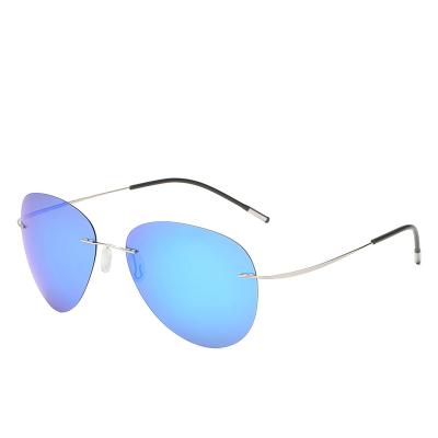 China Titanium Sunglasses PM0384 B Rimless Titanium Screwless Polarized Sunglasses For Men for sale