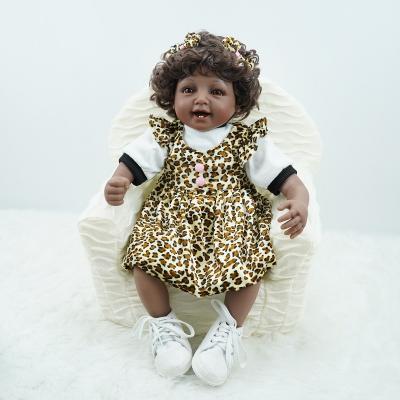 China Changing Cloth Open Mouthed Baby Smile Exquisite Reborn Doll African American Black Girl Exploding Hair Vinyl Dolls for sale