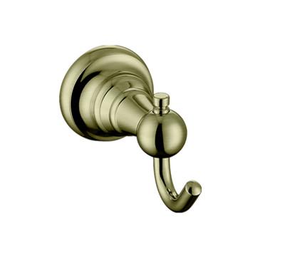 China Sustainable Hot Selling Gold Brass Metal Bathroom Accessories Brushed Bath Clothes Hanging Robe Hook for sale