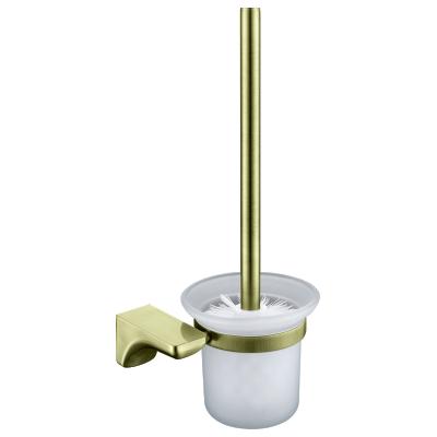 China Modern Traditional PVD Coating Hotel Bathroom Accessories Zinc Alloy Wall Mounted Toilet Brush Holder Set for sale