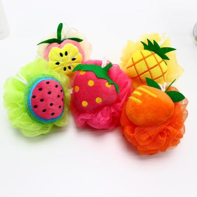 China EXFOLIATE New Trend Cute Fruit Shape Bath Sponge Body Exfoliating Natural Bath Body Shower Mesh Sponge for sale