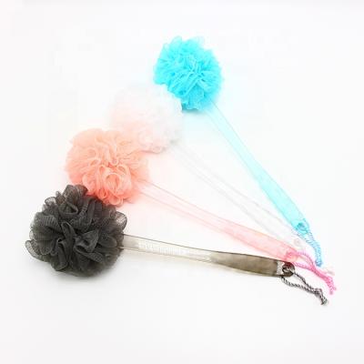 China EXFOLIATE Durable Exfoliating Shower Soft Mesh Loofah Sponge Adult Bathing Sponge Frosted Long Handle Bath Ball for sale