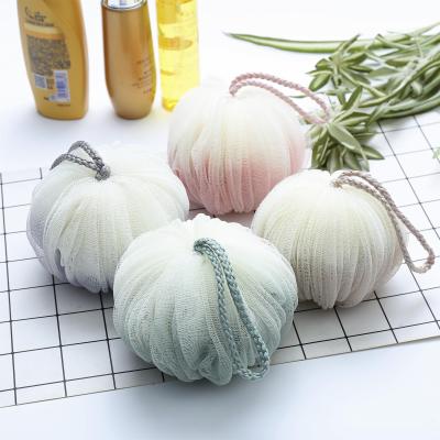 China EXFOLIATE Bath Shower Sponge 50G Exfoliating Mesh Brush Ball Sponge 4 Color Gradient Bath Ball Pouf Bath Shower for sale