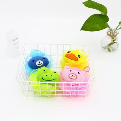 China EXFOLIATE Multi Color Customized Cute Toy Bath Mesh Ball Loofah Animal Shower PE Bath Sponge Wholesale for sale