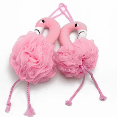 China EXFOLIATING Cute Flamingo Bath Ball Body Scrub Exfoliating Shower Sponge Loofah Bath Ball Sponge Shower Blast for sale