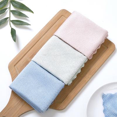 China Microfiber Fish Scale Kitchen Wash Cloth Glass Kids Safe Lint Free Cleaning Towel for sale