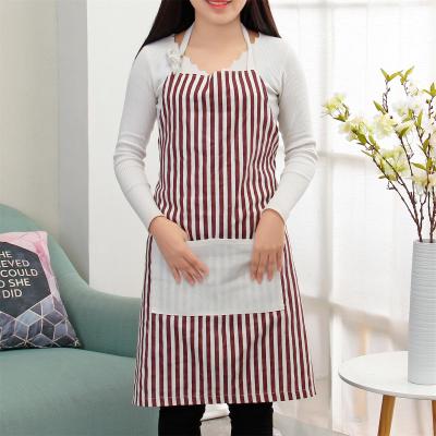 China Factory Wholesale Machine Made Cotton Material Polyester Three Color Selection Kitchen Cooking Thick Striped Apron for sale