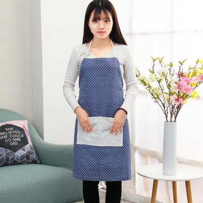 China Cheap Custom Logo Cotton Cleaning Dot Pattern Printed Apron Polyester Kitchen Cooking Cleaning Apron for sale