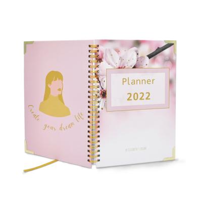 China Gift Daily Planner Book Printing Custom Planner Spiral Binding Notebook Diary With Calendar Label Weekly Planner for sale