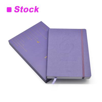 China Jame Printing Craft Self Adhesive PU Embossing Purple Leather Planner Ramadan Diary Notebook With Box for sale